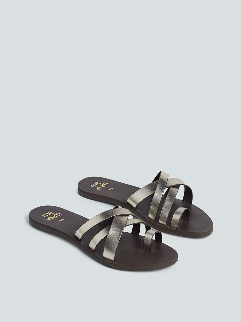 LUNA BLU Brown Multi-Strap Sandals